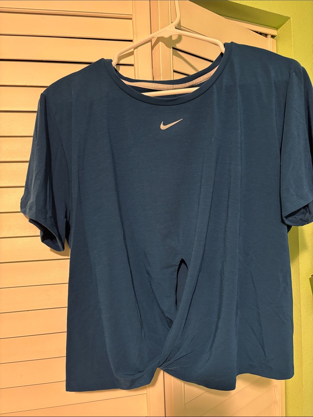 Nike Women’s Teal Blue Twist-Front Short Sleeve Tee